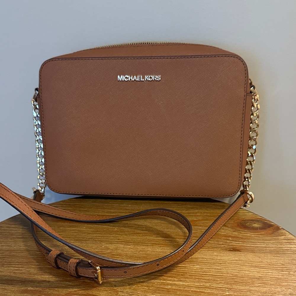 Michael Kors Tan Crossbody Bag with Gold Chain